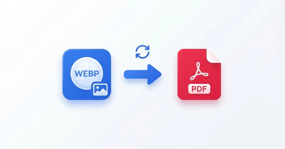 Ícone de arquivo WEBP se transformando em um documento PDF